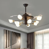 Classic Sputnik White Shade Ceiling Fan with Lights Image - 8