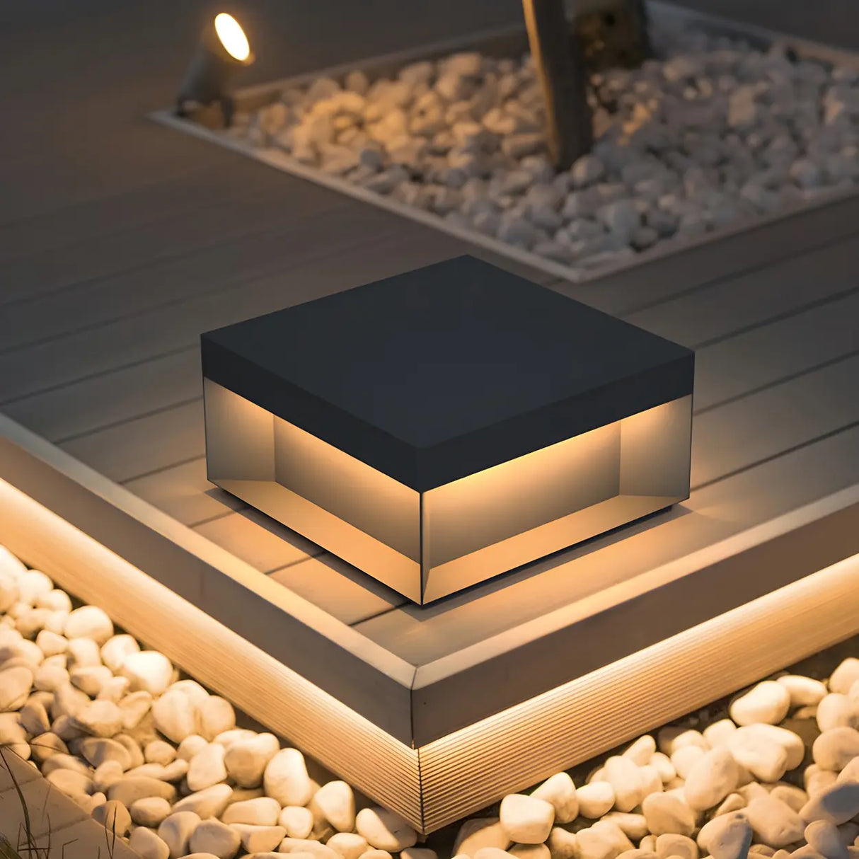 Classic Square Aluminum LED Post Outdoor Table Lamp Image - 7