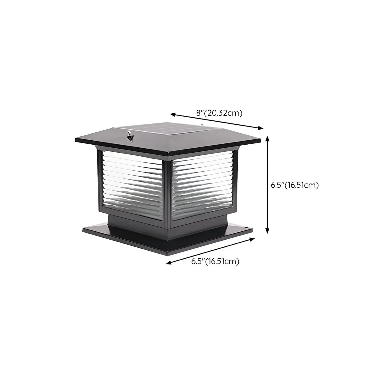 Classic Square Glass Outdoor Pillar Table Lamp Black 