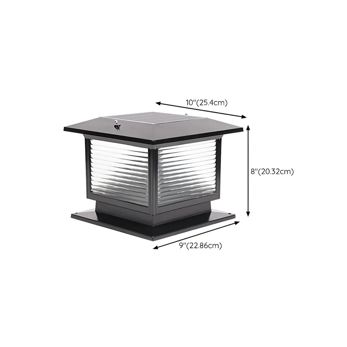 Classic Square Glass Outdoor Pillar Table Lamp Black Image - 18