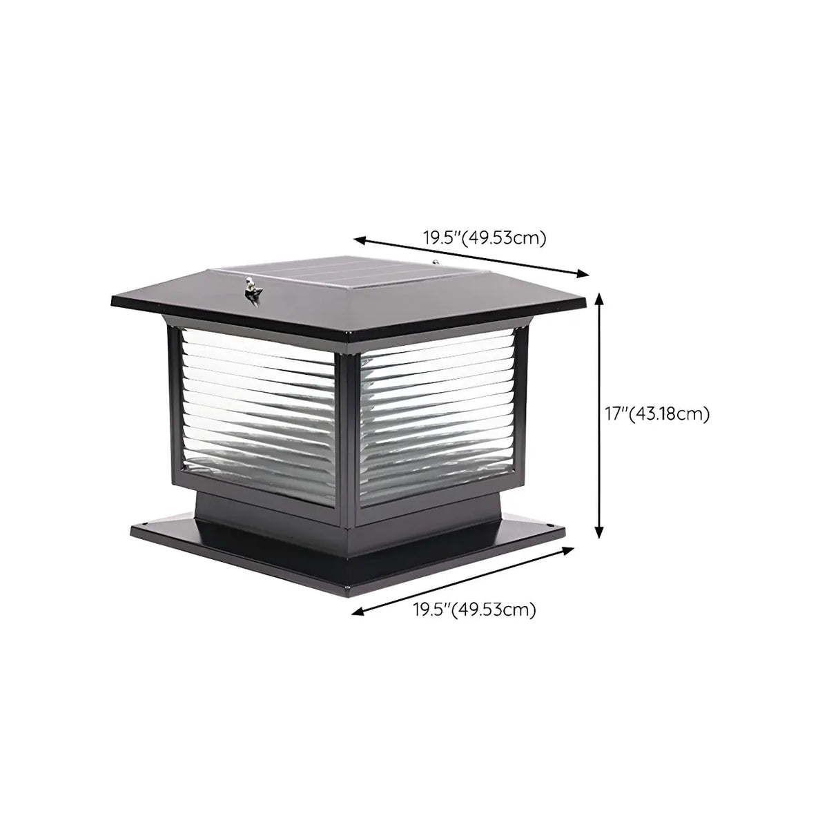 Classic Square Glass Outdoor Pillar Table Lamp Black Image - 20