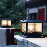 Classic Square Glass Outdoor Pillar Table Lamp Black Image - 3