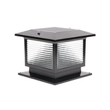 Classic Square Glass Outdoor Pillar Table Lamp Black Image - 6