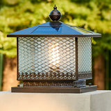 Classic Square Glass Solar Post Outdoor Table Lamp Image - 10