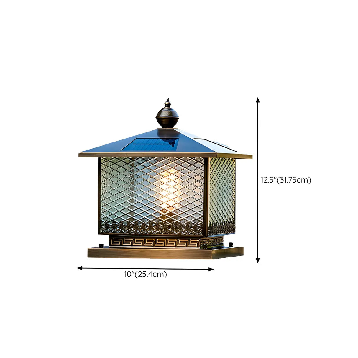 Classic Square Glass Solar Post Outdoor Table Lamp 