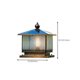 Classic Square Glass Solar Post Outdoor Table Lamp #size