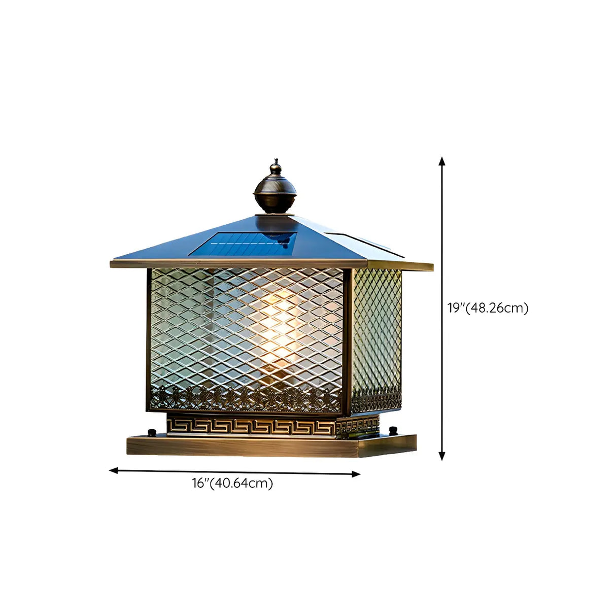 Classic Square Glass Solar Post Outdoor Table Lamp Image - 14