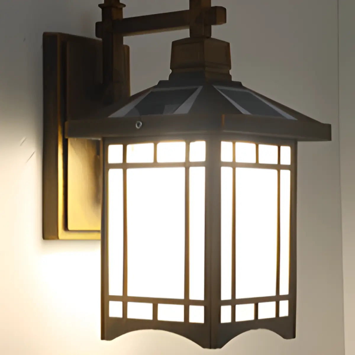 Classic Square Metal Outdoor Glass Lantern Wall Light Image - 10