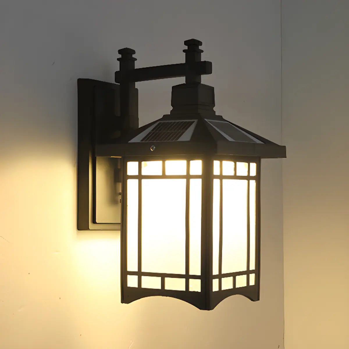 Classic Square Metal Outdoor Glass Lantern Wall Light Image - 12