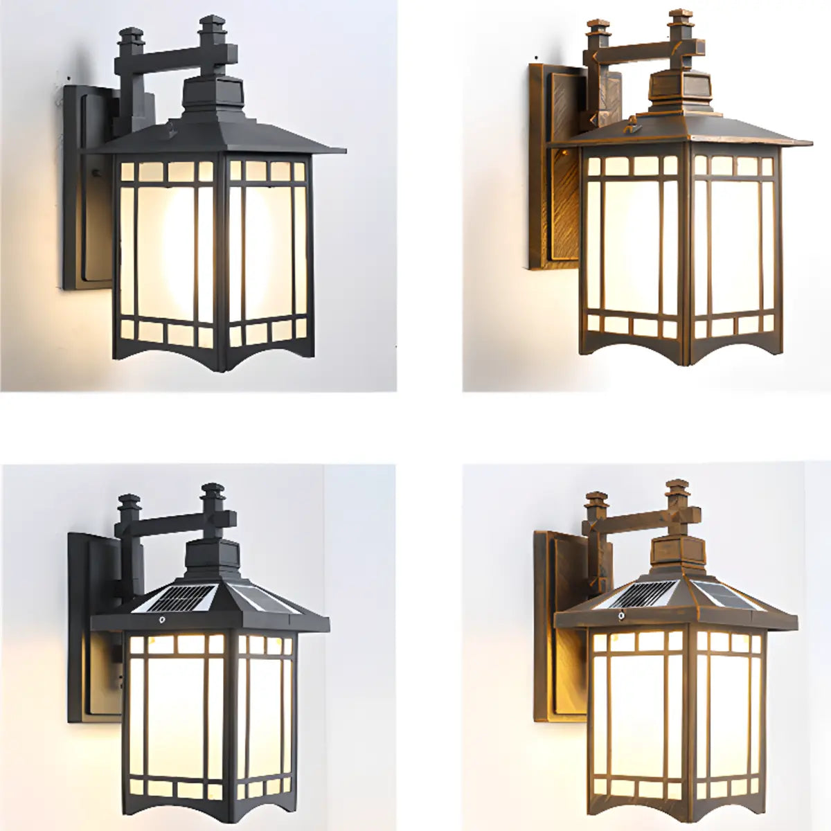 Classic Square Metal Outdoor Glass Lantern Wall Light Image - 13