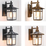 Classic Square Metal Outdoor Glass Lantern Wall Light Image - 14