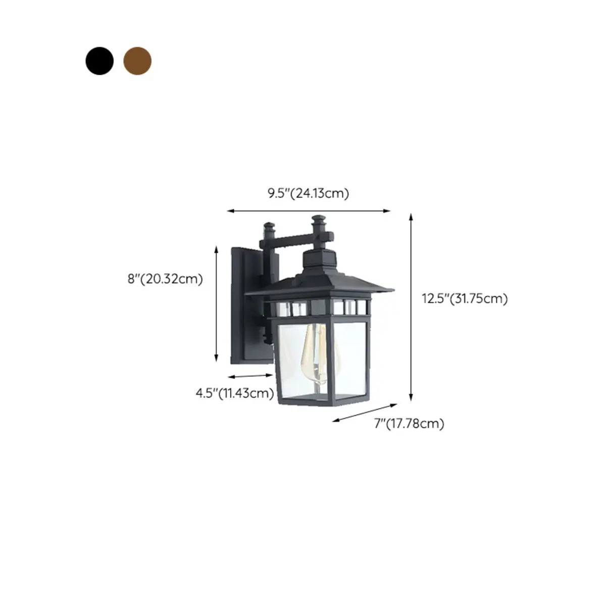 Classic Square Metal Outdoor Glass Lantern Wall Light Image - 19