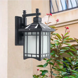 Classic Square Metal Outdoor Glass Lantern Wall Light Image - 4