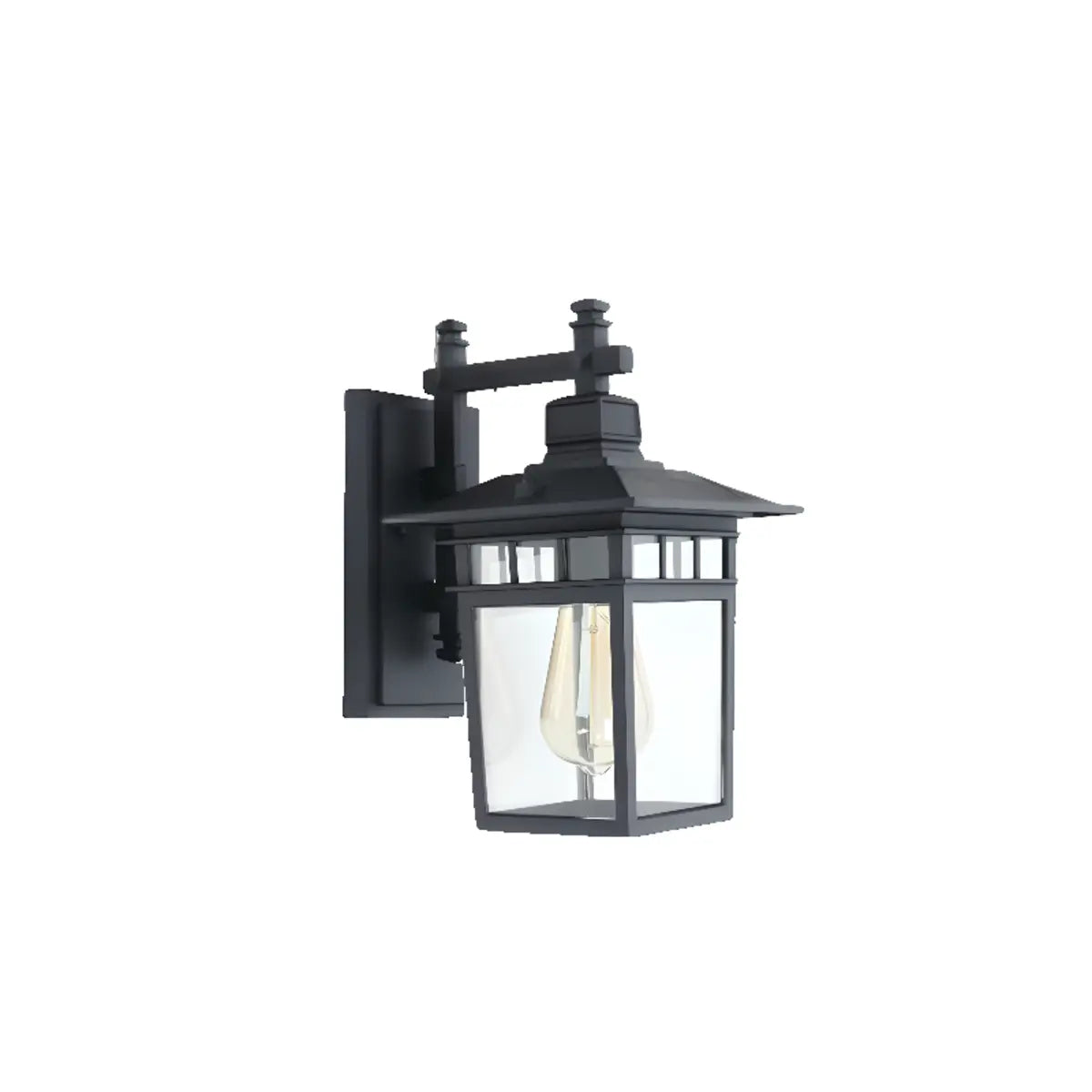 Classic Square Metal Outdoor Glass Lantern Wall Light Image - 5