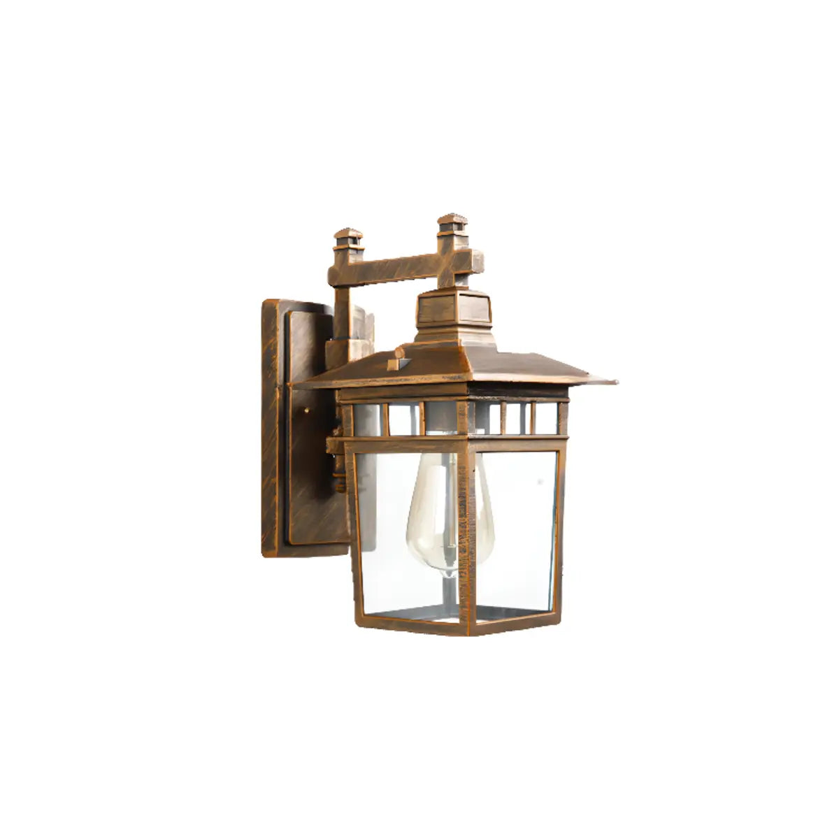 Classic Square Metal Outdoor Glass Lantern Wall Light Image - 7