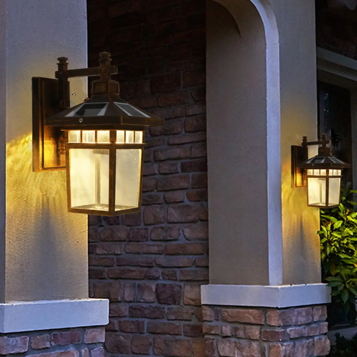 Classic Square Metal Outdoor Glass Lantern Wall Light Image - 8