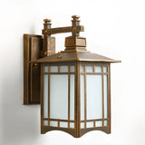 Classic Square Metal Outdoor Glass Lantern Wall Light Image - 9