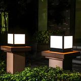 Classic Square Metal Outdoor Pathway Table Lamp Black Image - 1