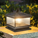 Classic Square Metal Outdoor Post Table Lamp Bronze Image - 11