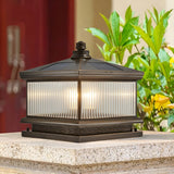 Classic Square Metal Outdoor Post Table Lamp Bronze Image - 3