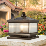 Classic Square Metal Outdoor Post Table Lamp Bronze Image - 4