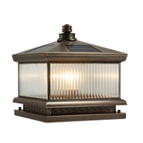 Classic Square Metal Outdoor Post Table Lamp Bronze Image - 6