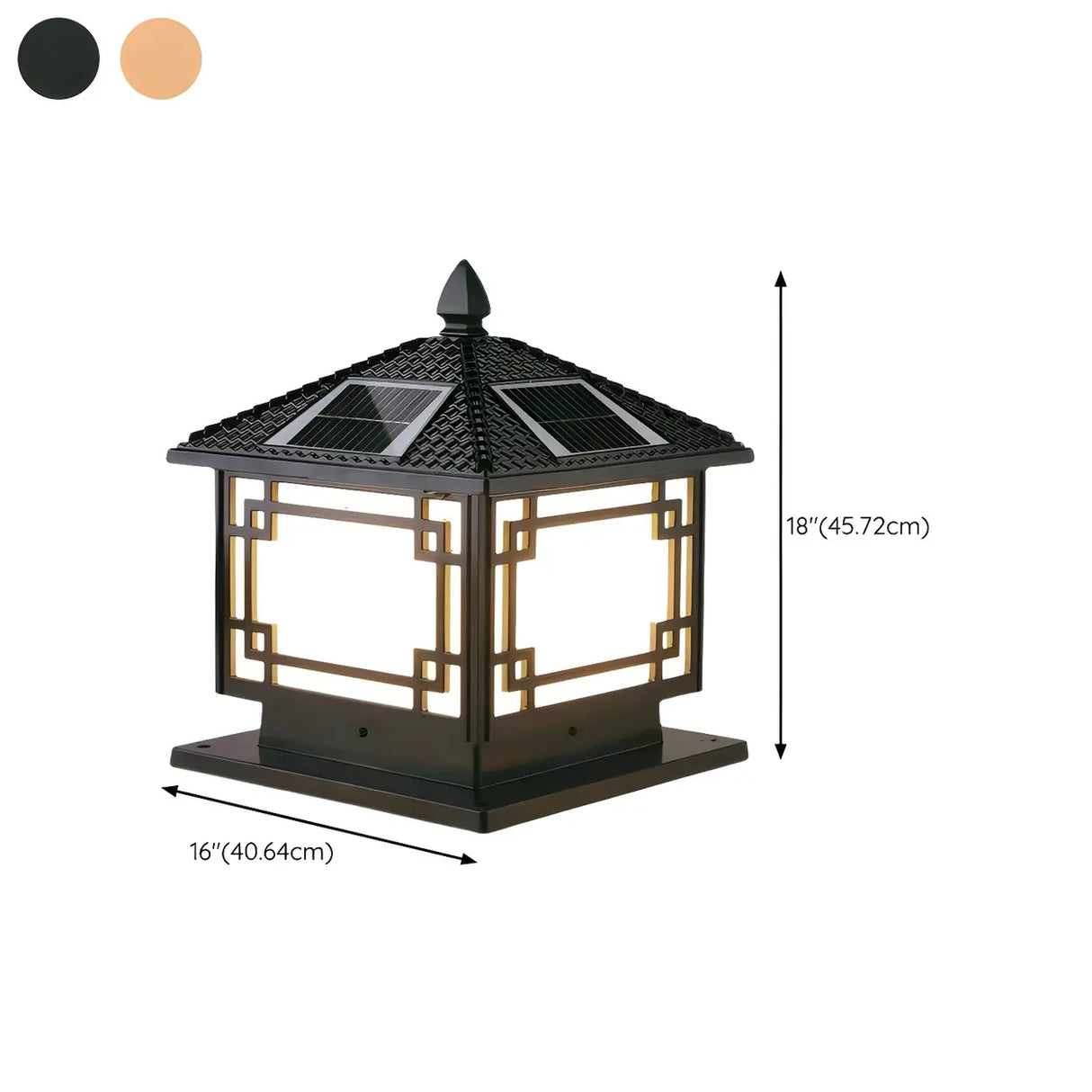 Classic Square Solar Lantern Outdoor Table Lamp Black 