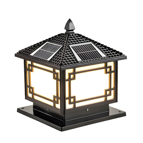 Classic Square Solar Lantern Outdoor Table Lamp Black Image - 2