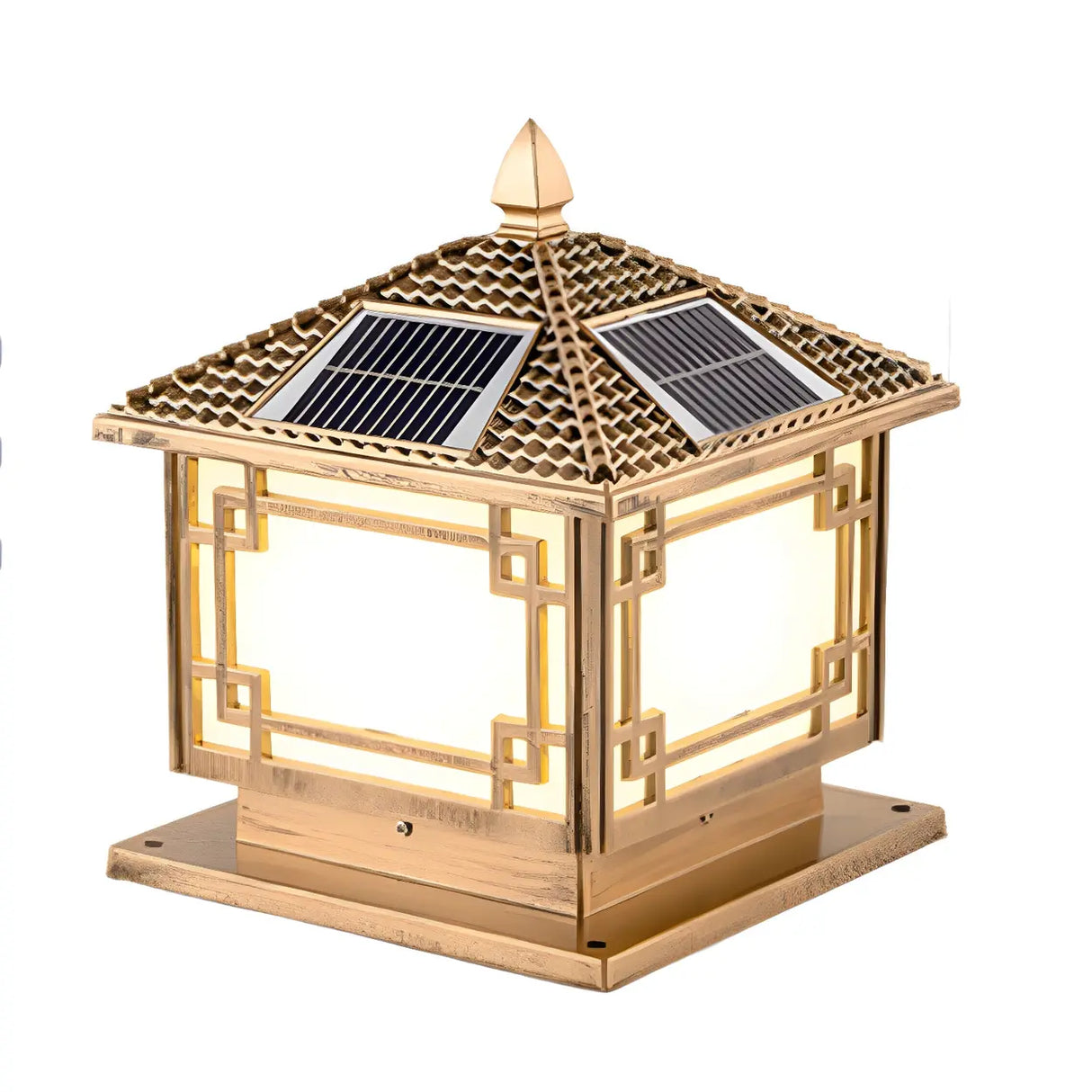 Classic Square Solar Lantern Outdoor Table Lamp Black Image - 3