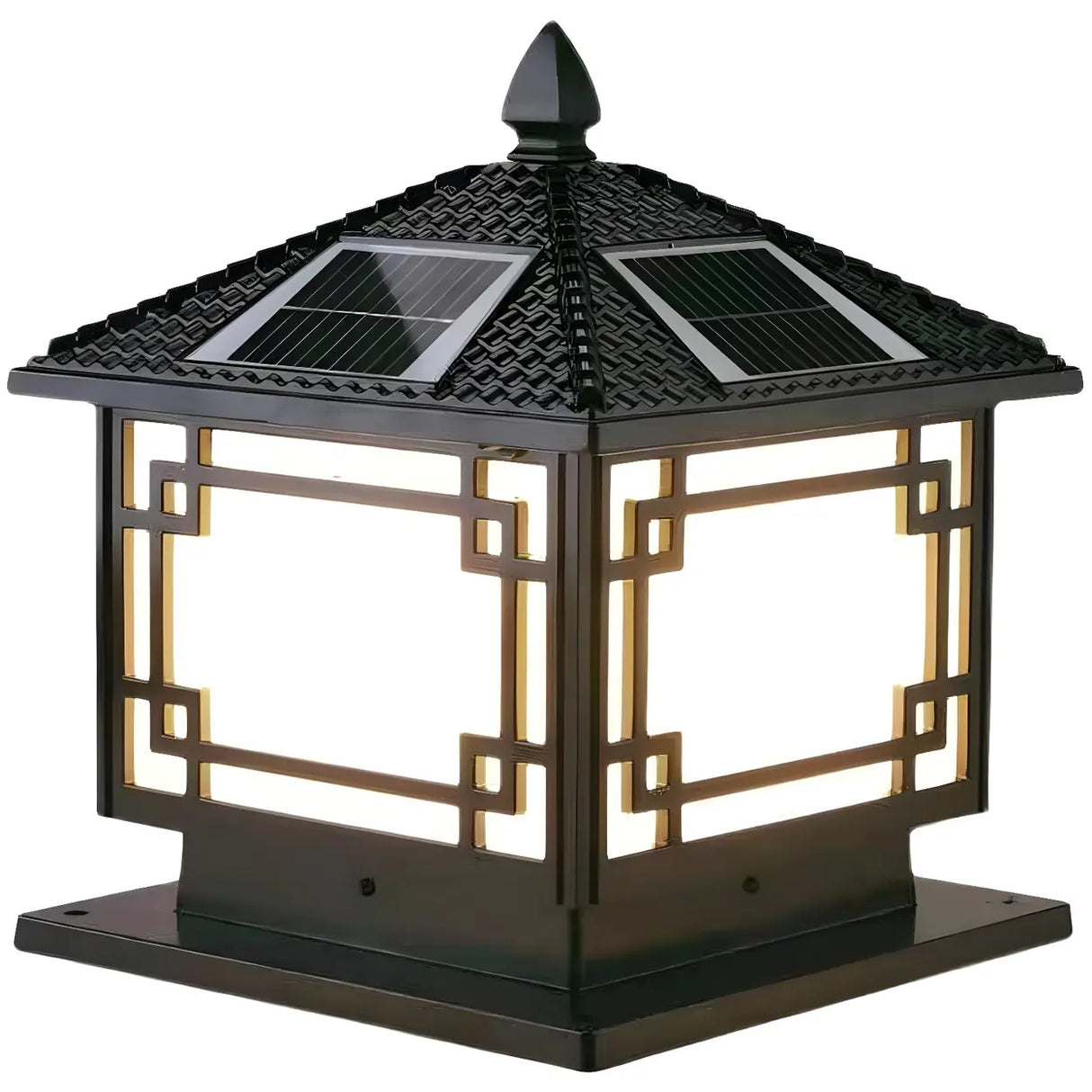 Classic Square Solar Lantern Outdoor Table Lamp Black Image - 7