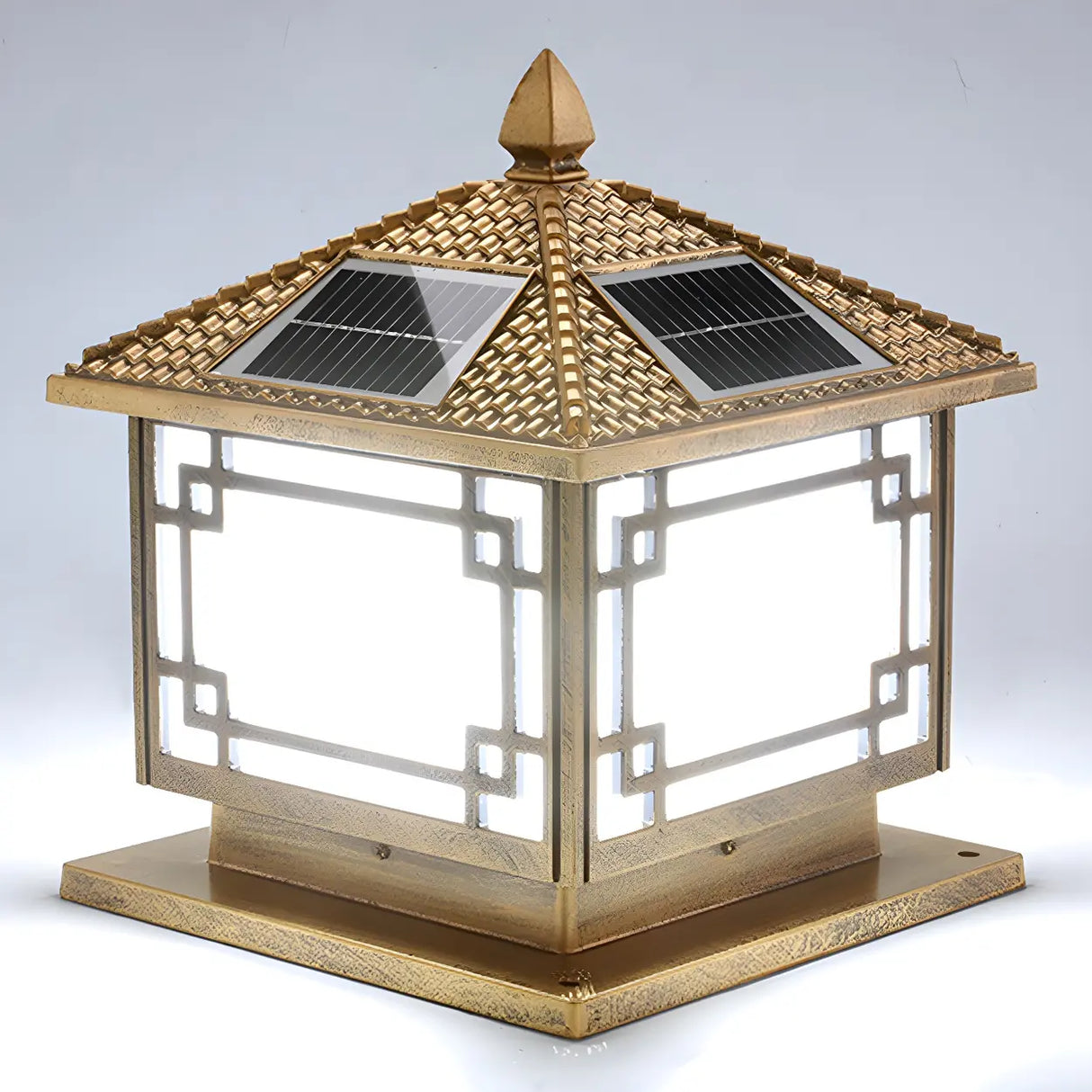 Classic Square Solar Lantern Outdoor Table Lamp Black Image - 8