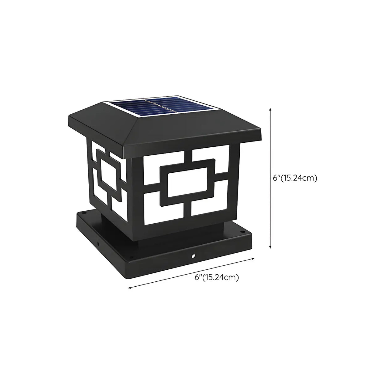 Classic Square Solar Post Light Black Outdoor Lamp LED 