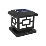 Classic Square Solar Post Light Black Outdoor Lamp LED Image - 2