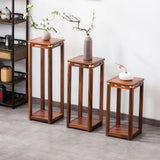 Classic Square Wood Base Indoor Plant Stand Walnut Image - 1