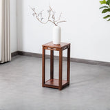 Classic Square Wood Base Indoor Plant Stand Walnut Image - 12