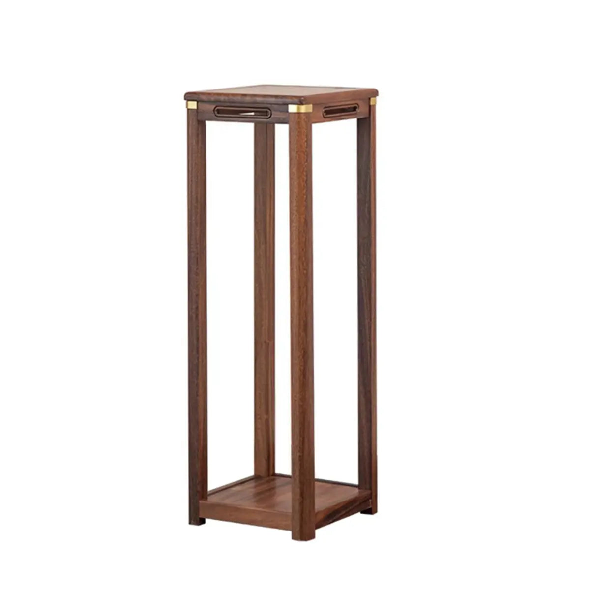 Classic Square Wood Base Indoor Plant Stand Walnut Image - 5