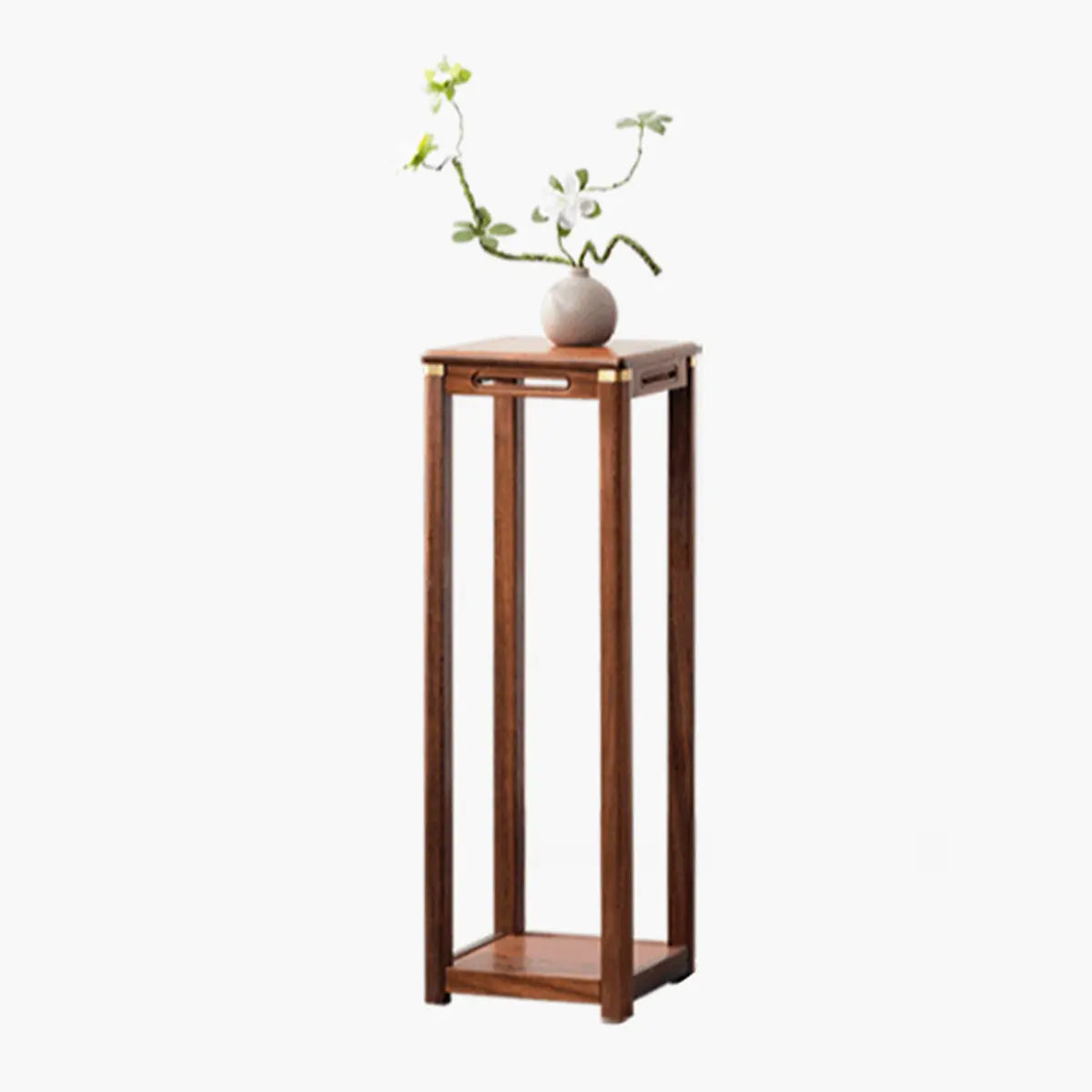 Classic Square Wood Base Indoor Plant Stand Walnut Image - 7