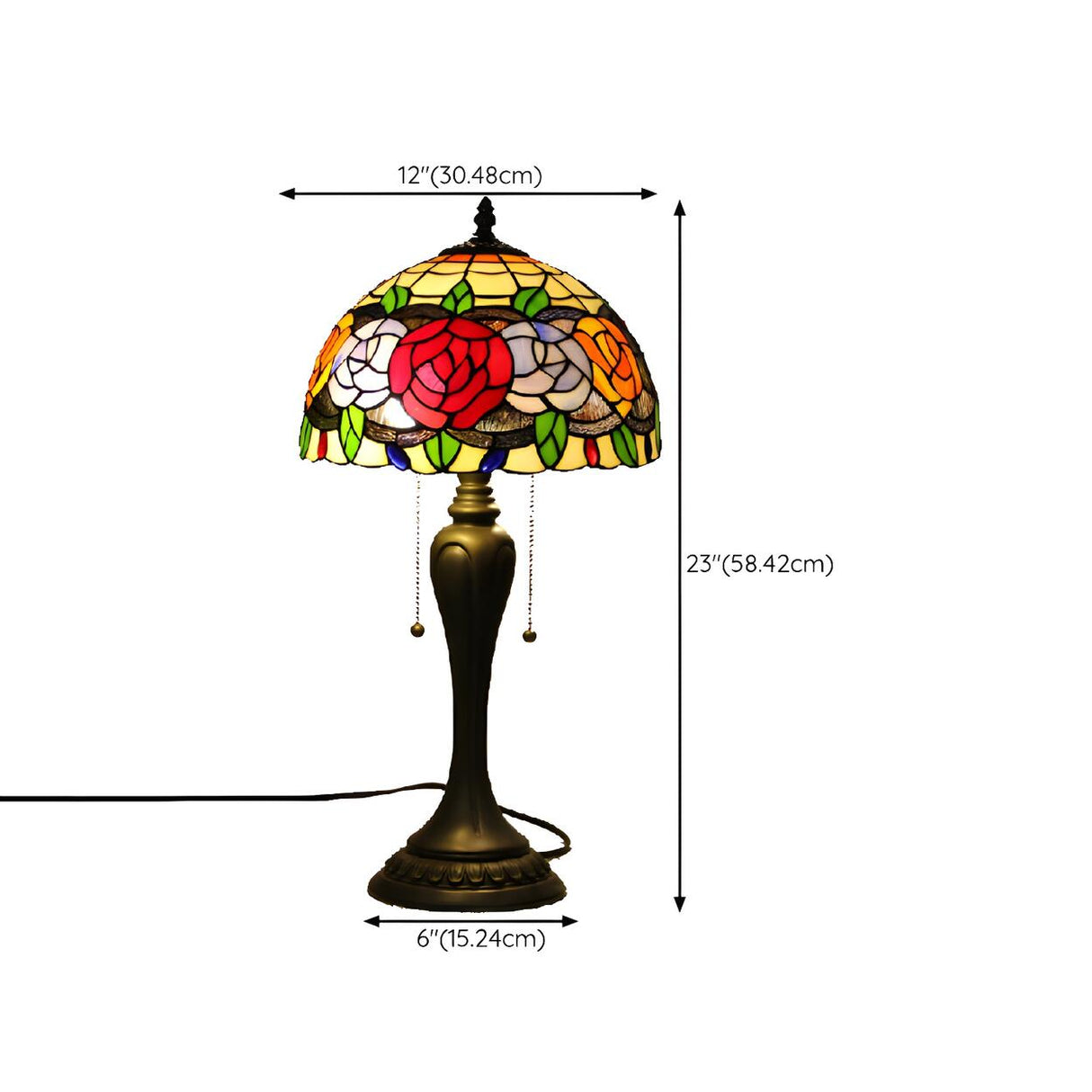 Classic Tiffany Dome Glass Shade Metal Table Lamp Image - 16