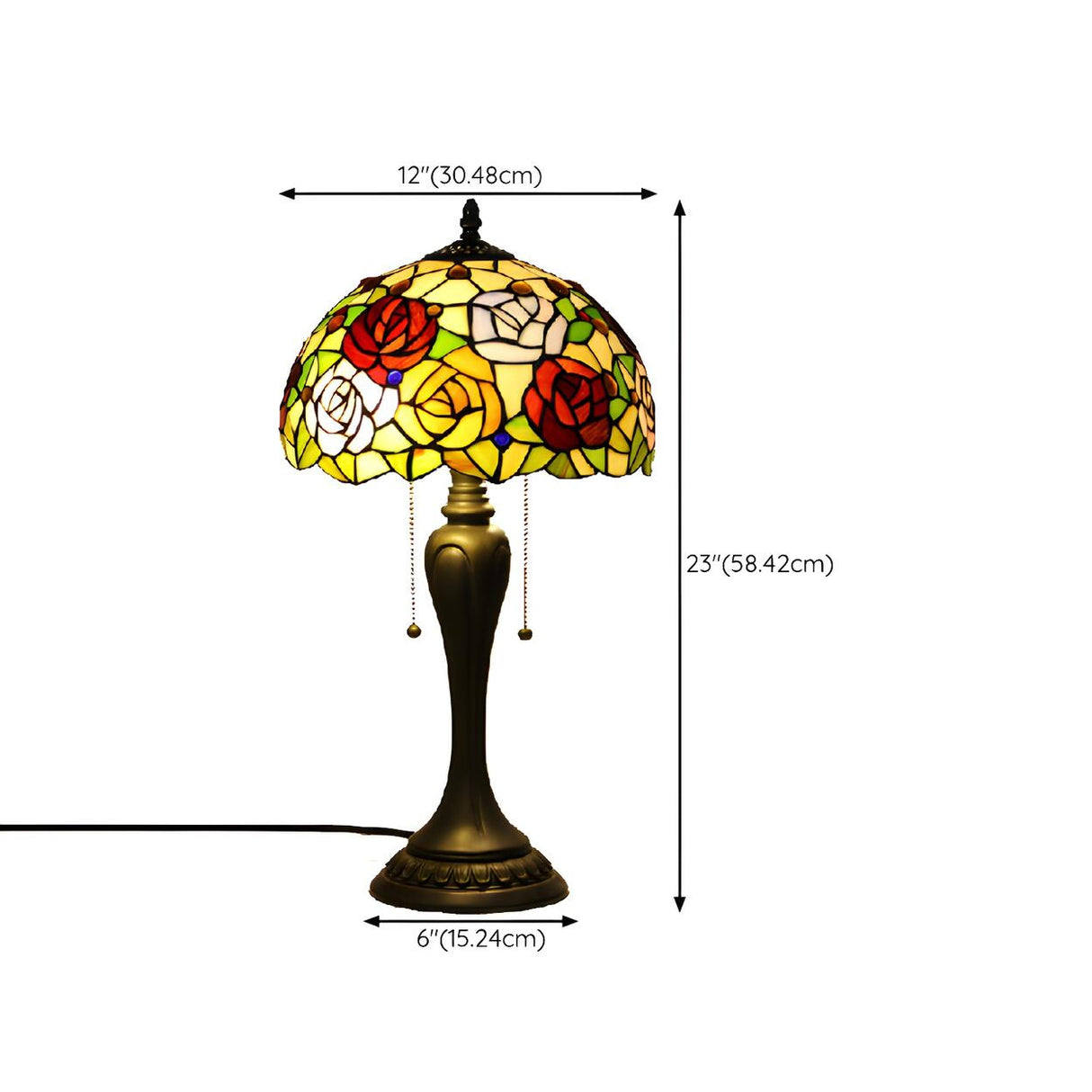 Classic Tiffany Dome Glass Shade Metal Table Lamp Image - 17