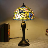 Classic Tiffany Dome Glass Shade Metal Table Lamp Image - 3