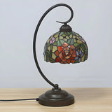 Classic Tiffany Dome Stained Glass Floral Desk Lamp Image - 1