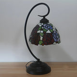 Classic Tiffany Dome Stained Glass Floral Desk Lamp Image - 5