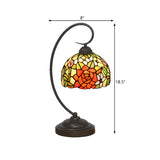 Classic Tiffany Dome Stained Glass Floral Desk Lamp #size