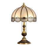 Classic Tiffany Golden Glass Dome Metal Table Lamp Image - 5