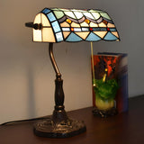 Classic Tiffany Style Banker Stained Glass Table Lamp Image - 1