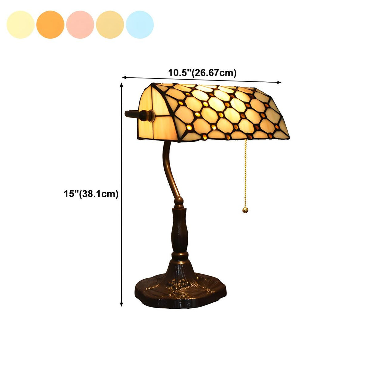 Classic Tiffany Style Banker Stained Glass Table Lamp 