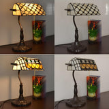 Classic Tiffany Style Banker Stained Glass Table Lamp Image - 9