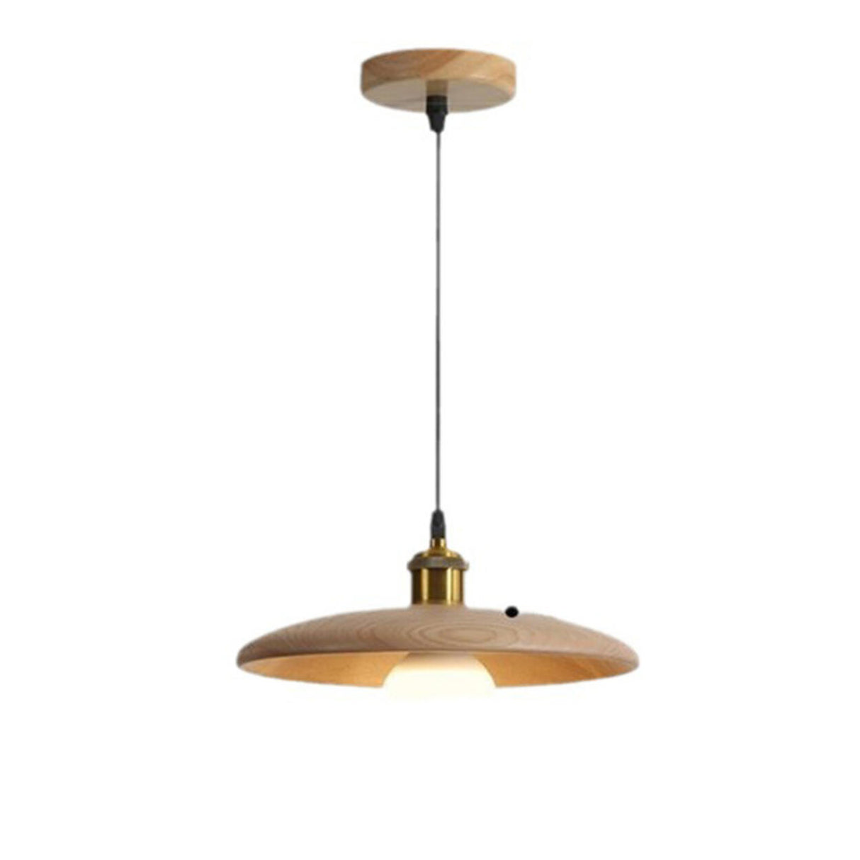 Classic UFO Solid Wood Geometric Disc Pendant Light Image - 10