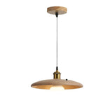 Classic UFO Solid Wood Geometric Disc Pendant Light Image - 10