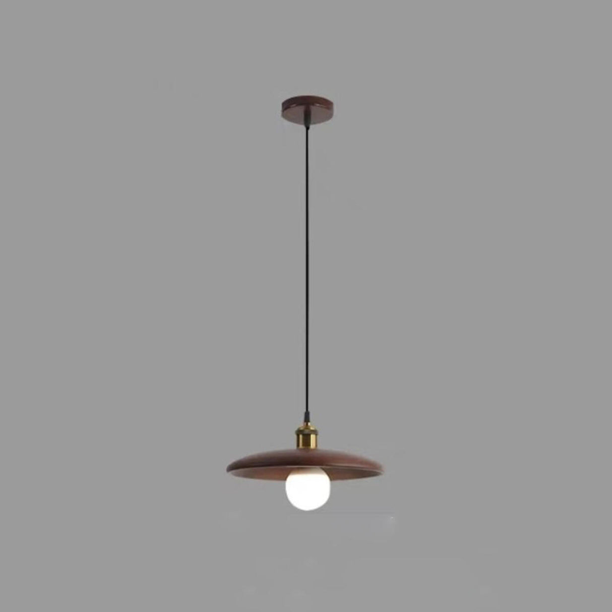 Classic UFO Solid Wood Geometric Disc Pendant Light Image - 11